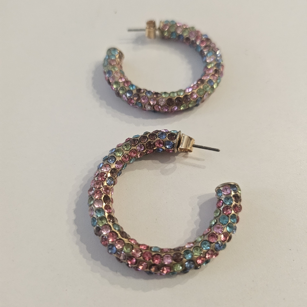 Colorful Sparkly Hoop Earrings